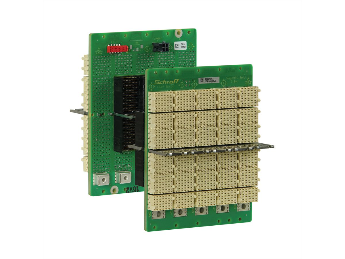 Carte-mère série CPCI SCHROFF, 3 U, 5 slots, System Slot Right, Full-Mesh, avec RIO