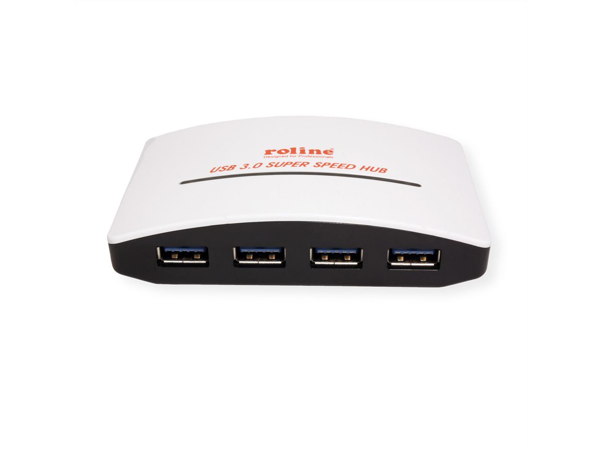 ROLINE Hub USB 3.2 Gen 1 "Black and White", 4 ports, avec alimentation