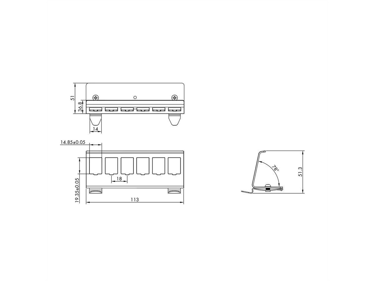 ROLINE Adaptateur pour rail DIN, vide, pour 6 Keystones