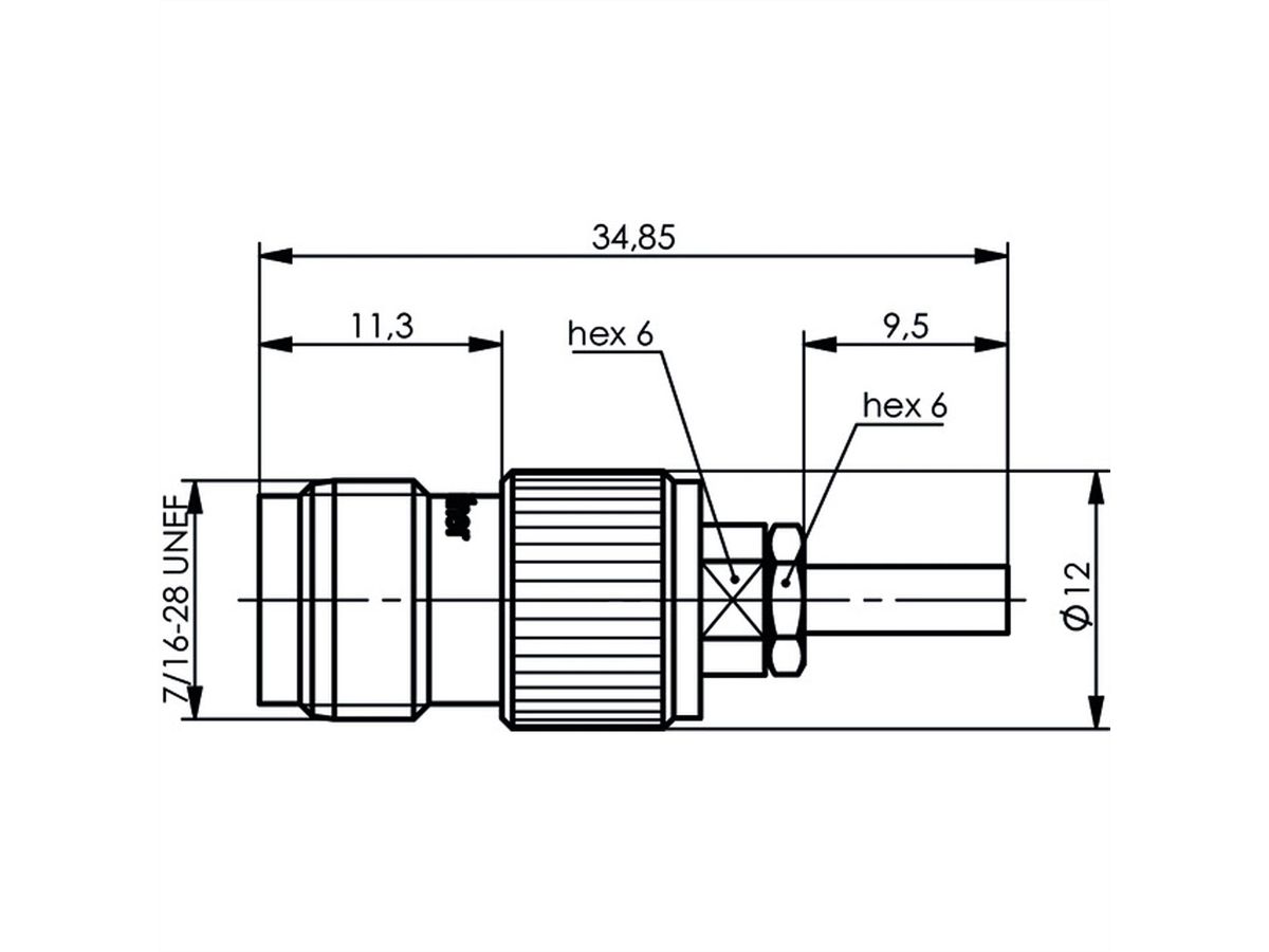 TELEGÄRTNER Prise de câble TNC 50 Ohm pour RG-178B/U