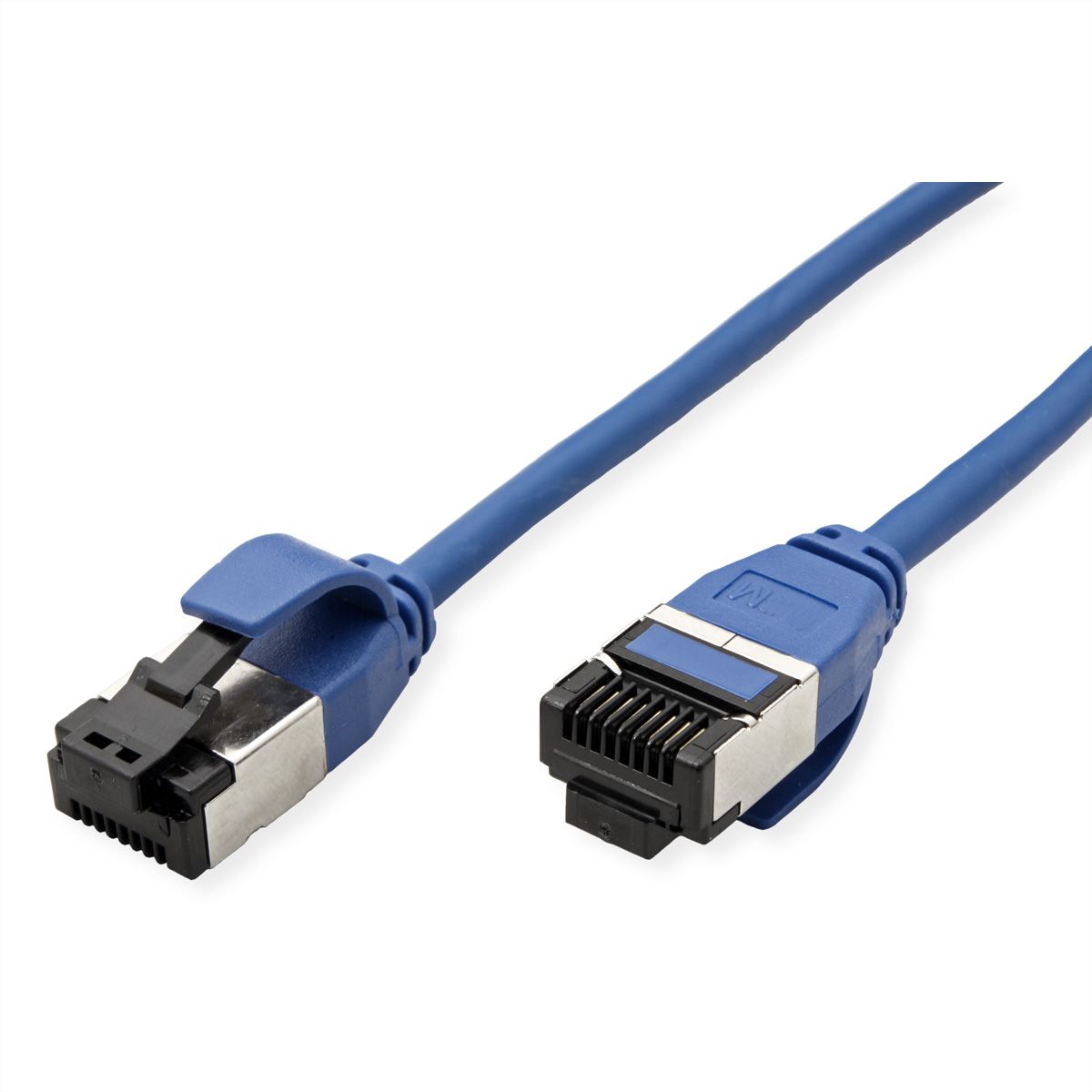 ROLINE Cordon Cat.8 (Classe I) U/FTP, Slim, fils tressés, LSOH, bleu, 0,15 m