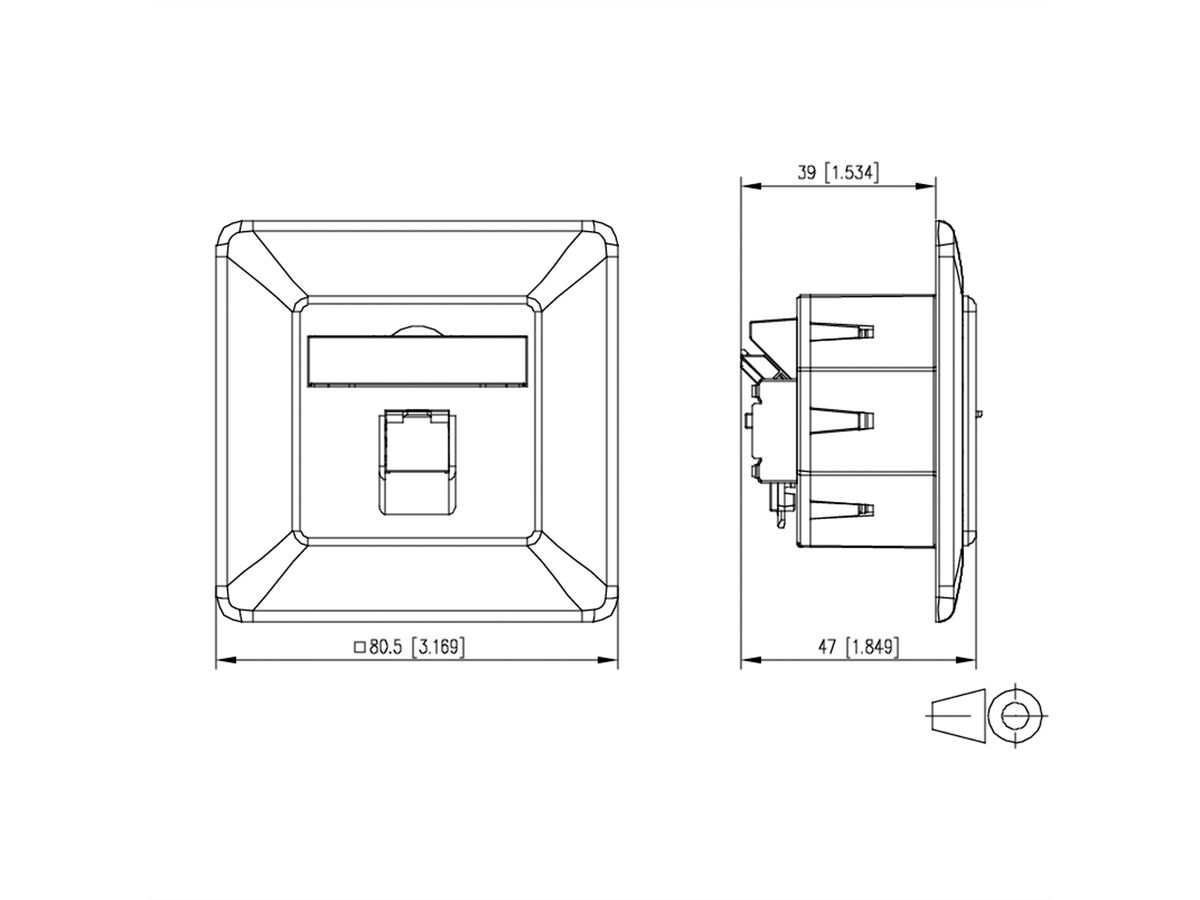 METZ CONNECT E-DAT C6A LSA++ Prise, 1 port, encastré (UP), blanc signalisation brillant