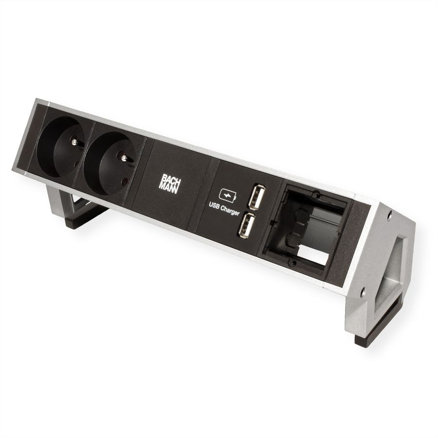 BACHMANN DESK2 2xUTE 35° 1xUSB Chargeur 1xCM Courant 0,2m GST18 Inox