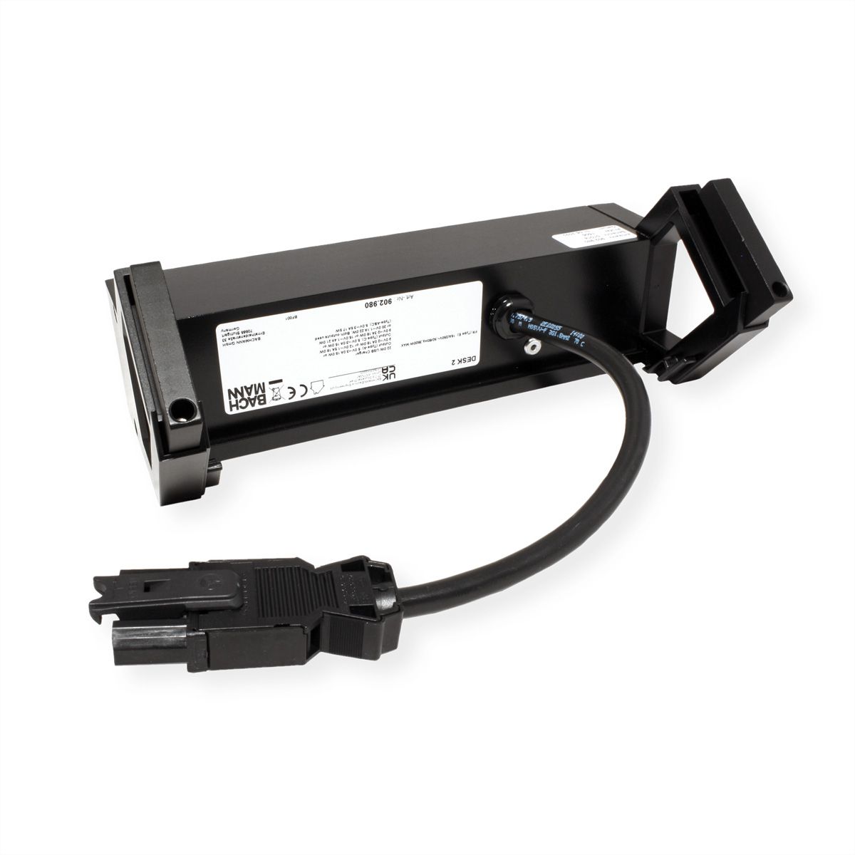 BACHMANN DESK 2 Bloc multiprise 2x UTE, 1x USB A&C 22W, noir, 0,2 m