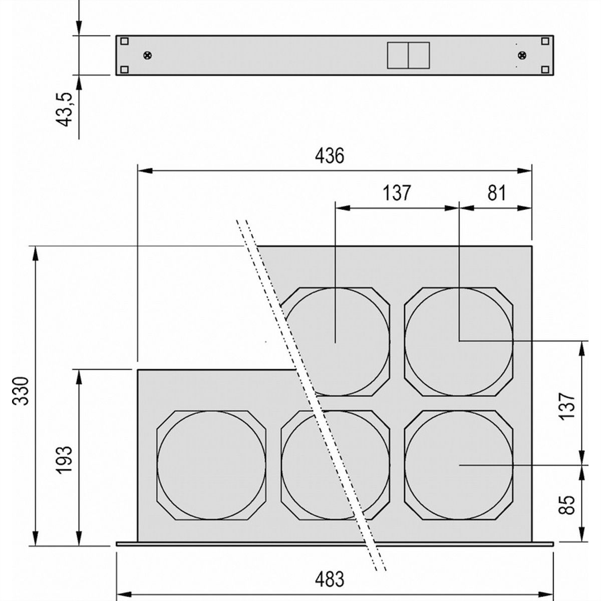 Unité de ventilation 19" SCHROFF, 1 U, avec interrupteur frontal, 6 ventilateurs, 115 VAC