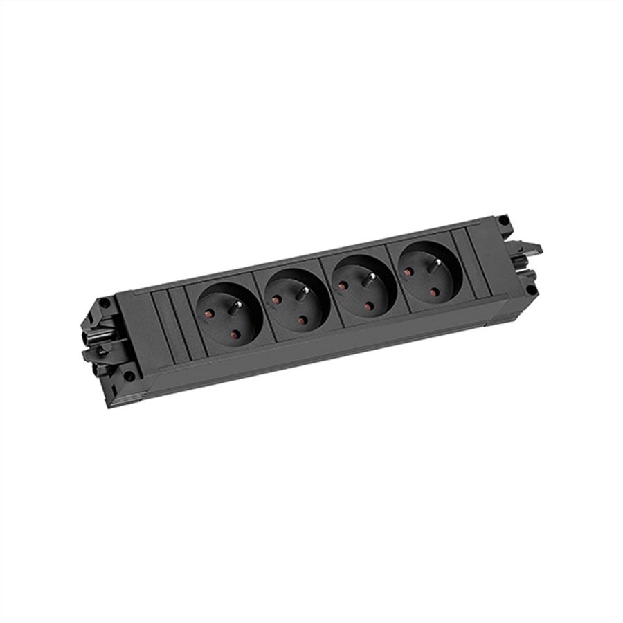 BACHMANN STEP BASE 4xUTE GST18, CEE 7/7 fiche de contact de protection C19 1m, noir