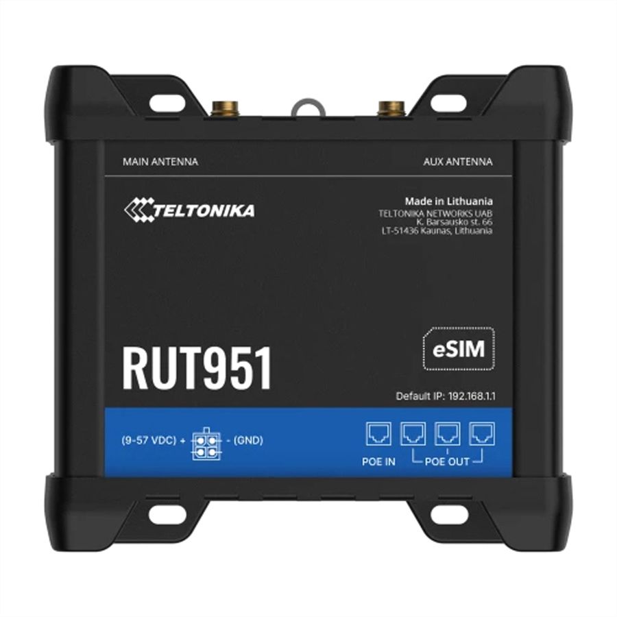 TELTONIKA RUT951 Routeur industriel LTE/4G PoE, avec bloc d'alimentation, RUT951B10K00