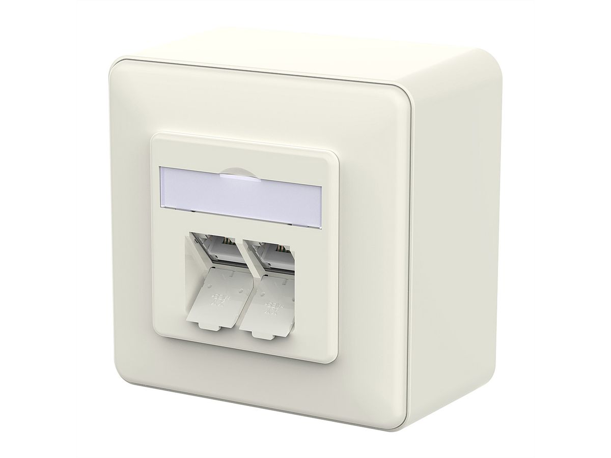METZ CONNECT E-DAT C6A LSA++ Prise, 2 ports, apparent (AP), blanc pur