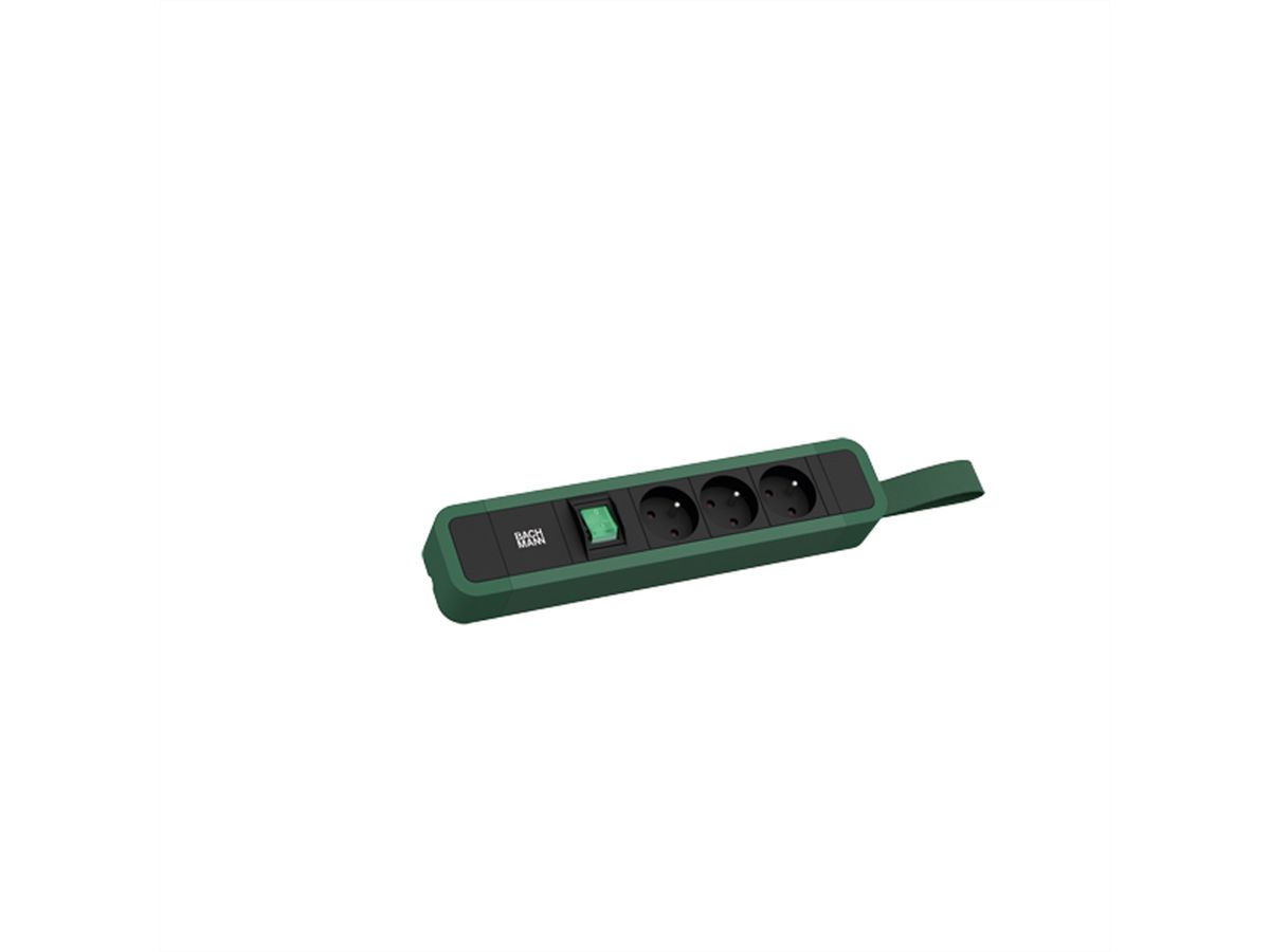 BACHMANN PRIMO 2 3xUTE 1xinterrupteur avec boucle 2,0m CEE7/7 RAL6028