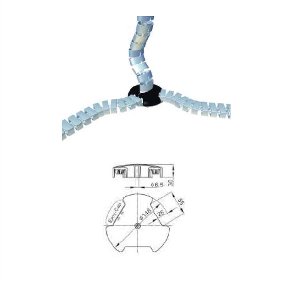 BACHMANN Distributeur Easy-Switch avec raccordement vertical Kabelschlange® Premium noir