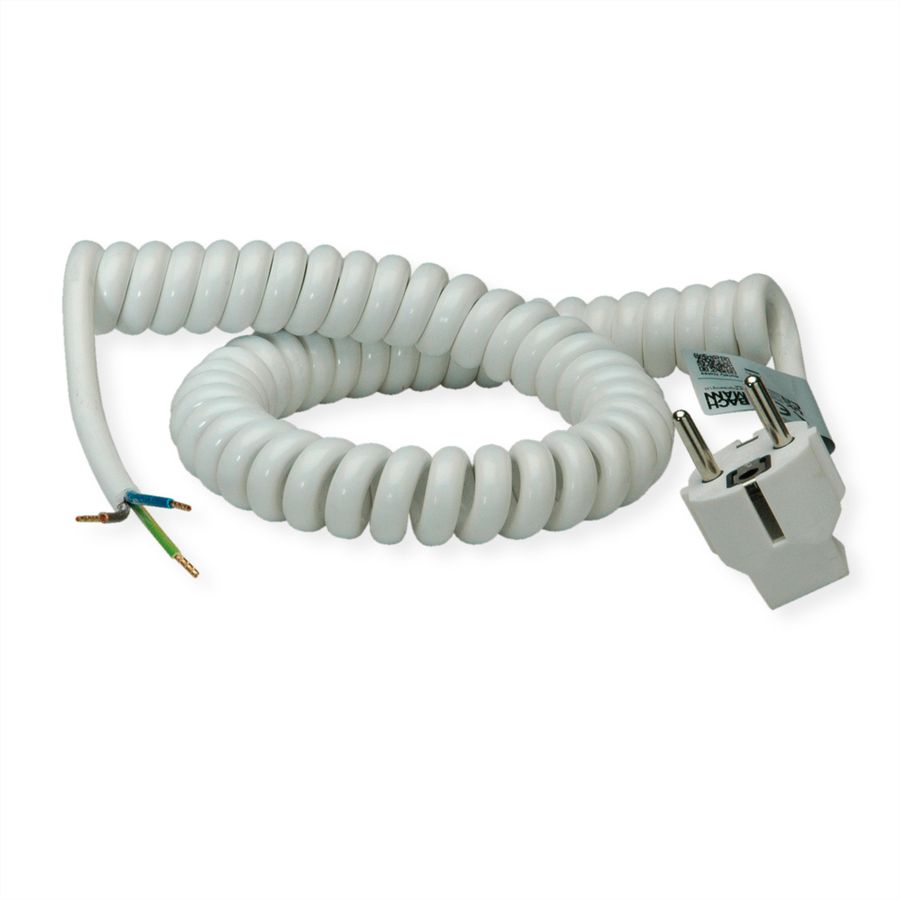 BACHMANN Câble spirale 0,5-2m blanc, H05VV-F 3G1,5mm² AEH/CEE7/7