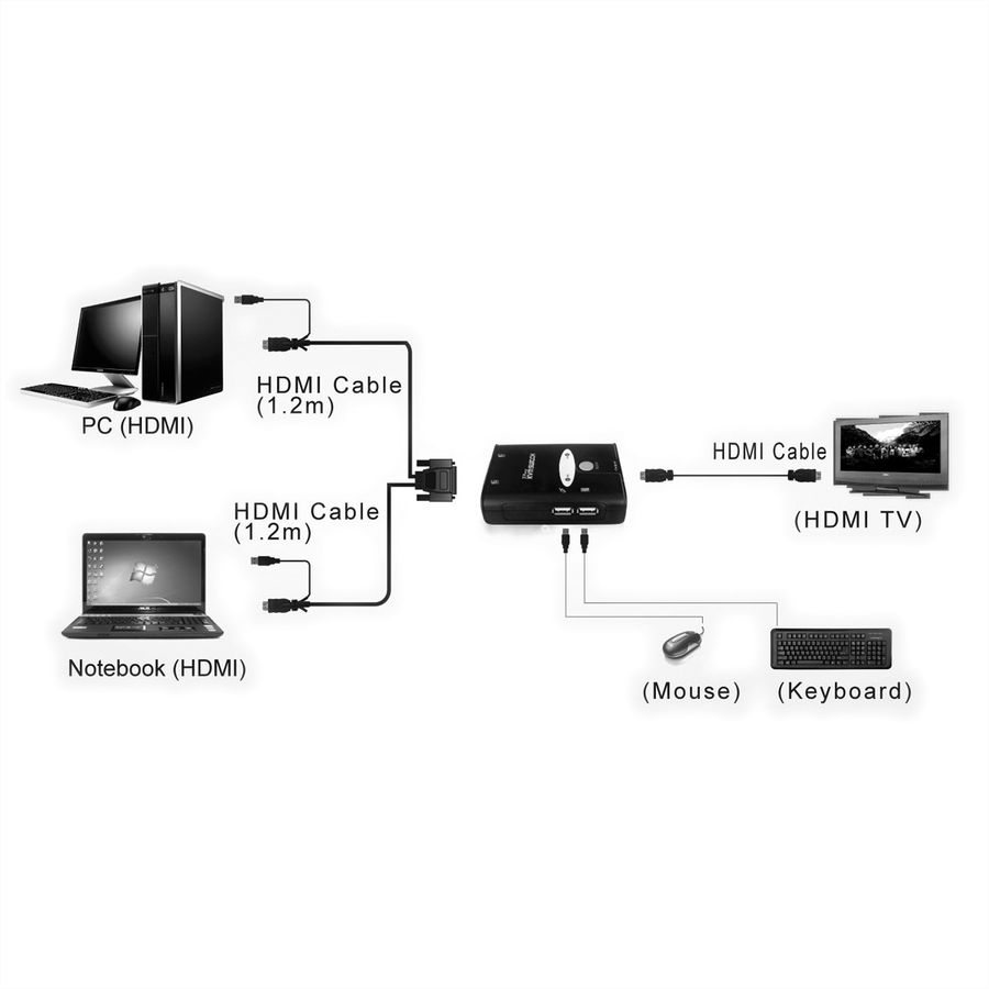 VALUE Switch KVM "Star", 1U - 2 PCs, HDMI, USB