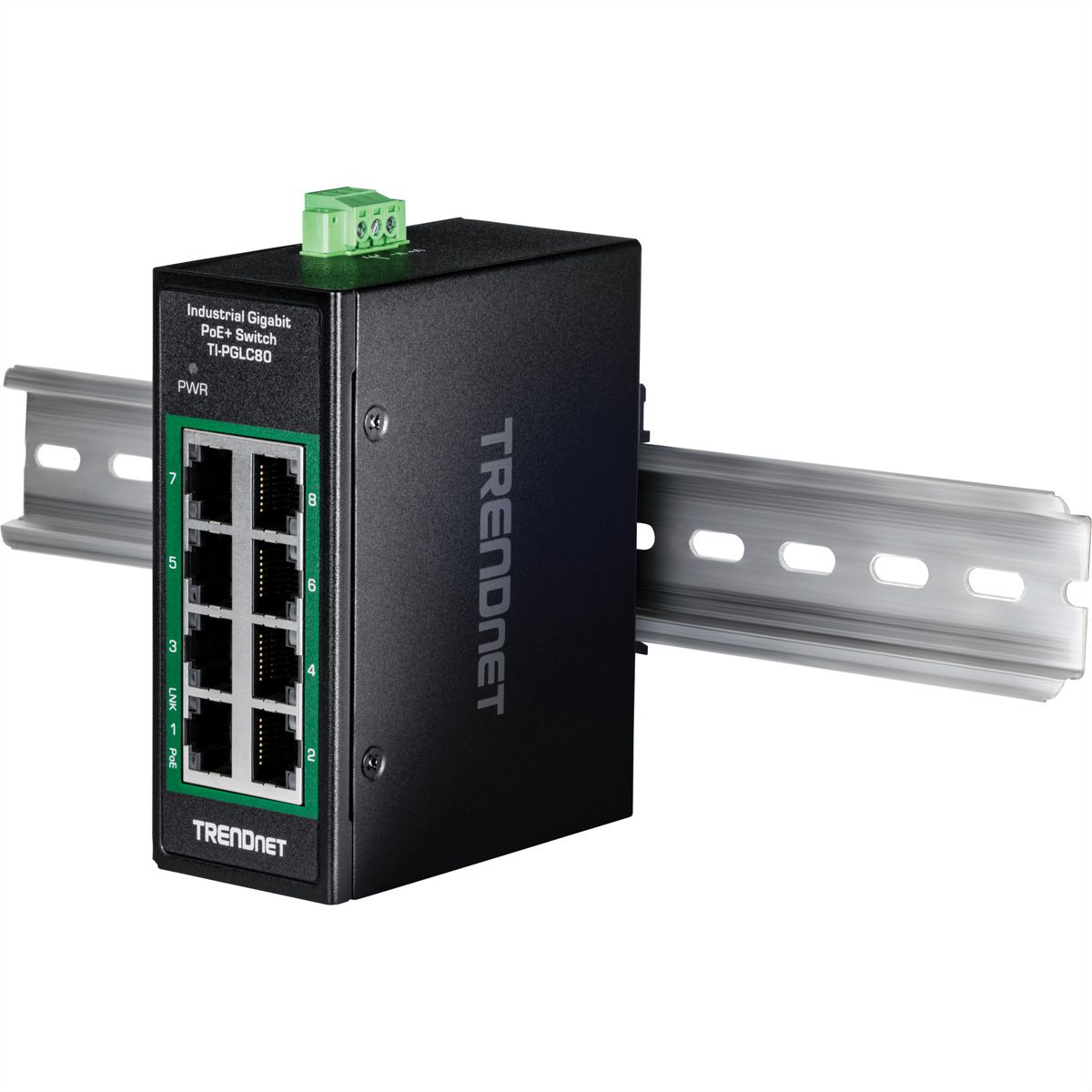 TRENDnet  TI-PGLC80 Mini switch Rail DIN PoE+ Gigabit industriel à 8 ports