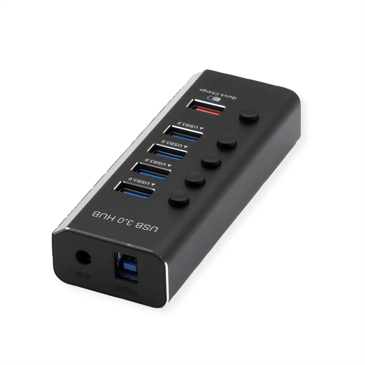 ROLINE Hub Notebook USB 3.2 Gen 1, 4 ports + 1 port chargeur (QC), ports commutables individuellement