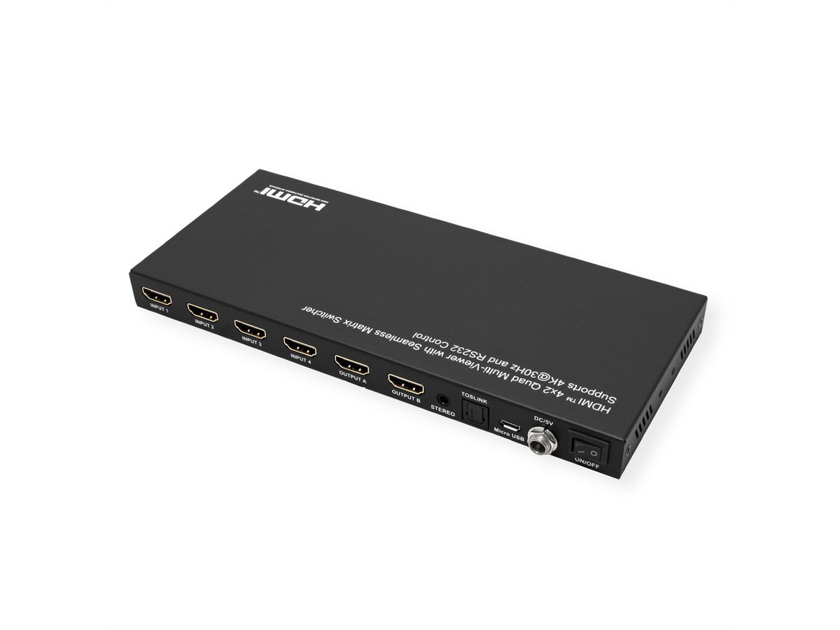 VALUE Switch matriciel HDMI 4x2 QUAD multi vues, commutation sans rupture