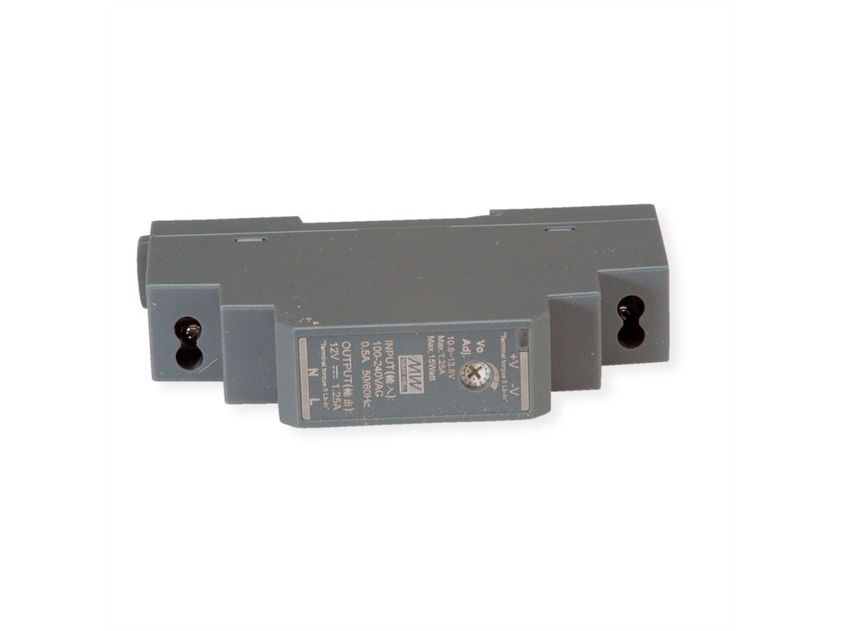 MEAN WELL HDR-15-12 Alimentation industrielle DIN 15W 12V DC, anthracite