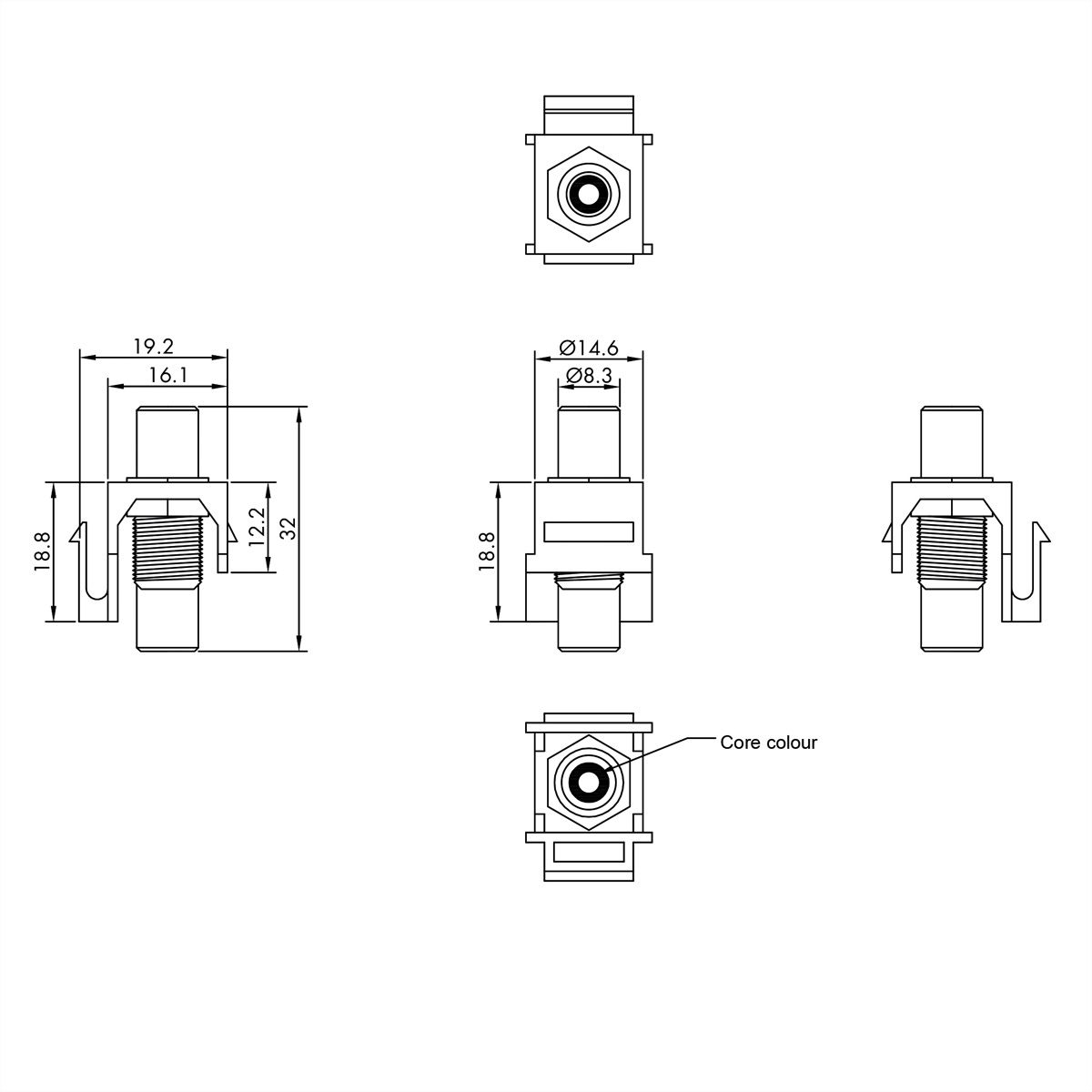 VALUE Coupleur Keystone RCA, plastique, jaune