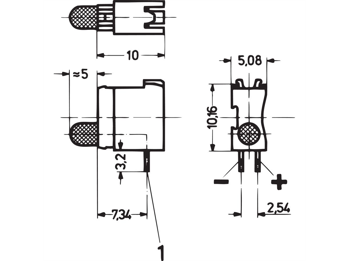 DEL unique SCHROFF Ø 3,2 mm, court-circuit, plan de montage 1, rouge, courant faible