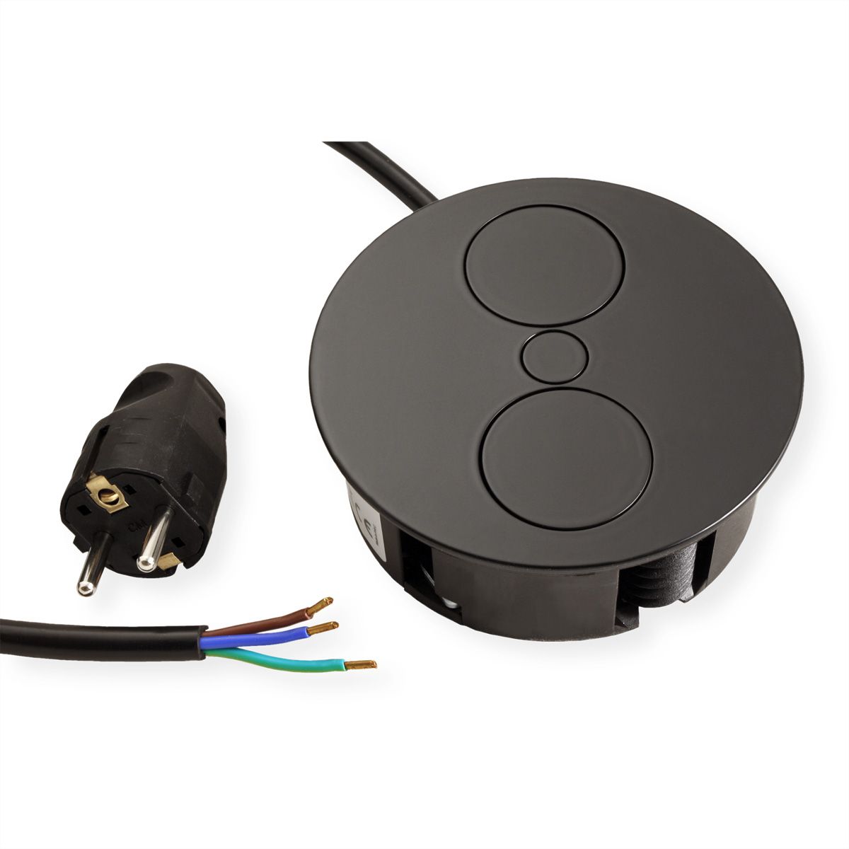 BACHMANN TWIST Prise 2x UTE, noir, 2 m