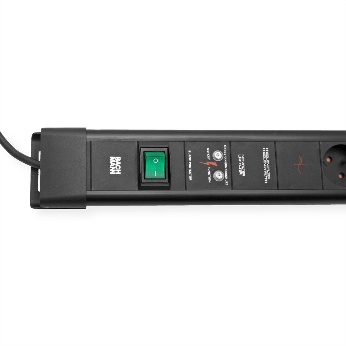 BACHMANN CONNECTUS 6xUTE , 1xGVS 1xinterrupteur 2,0m CEE7/7 noir