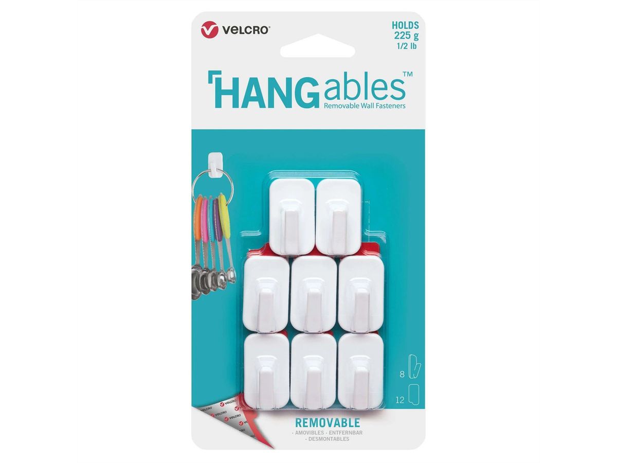 HANGables Micro Crochets adhésifs, par 8 - 225g, amovibles, blanc