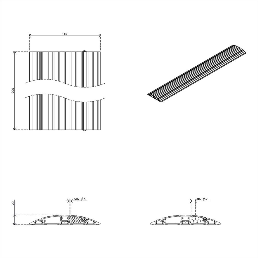 DATAFLEX Addit protège-câbles, droit 412, argent, 90 cm