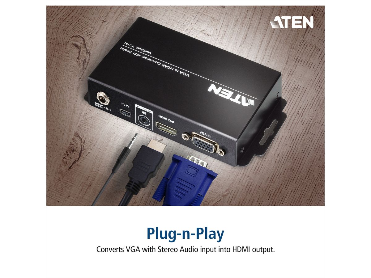 ATEN VC182 Convertisseur VGA-HDMI avec convertisseur de format d'image