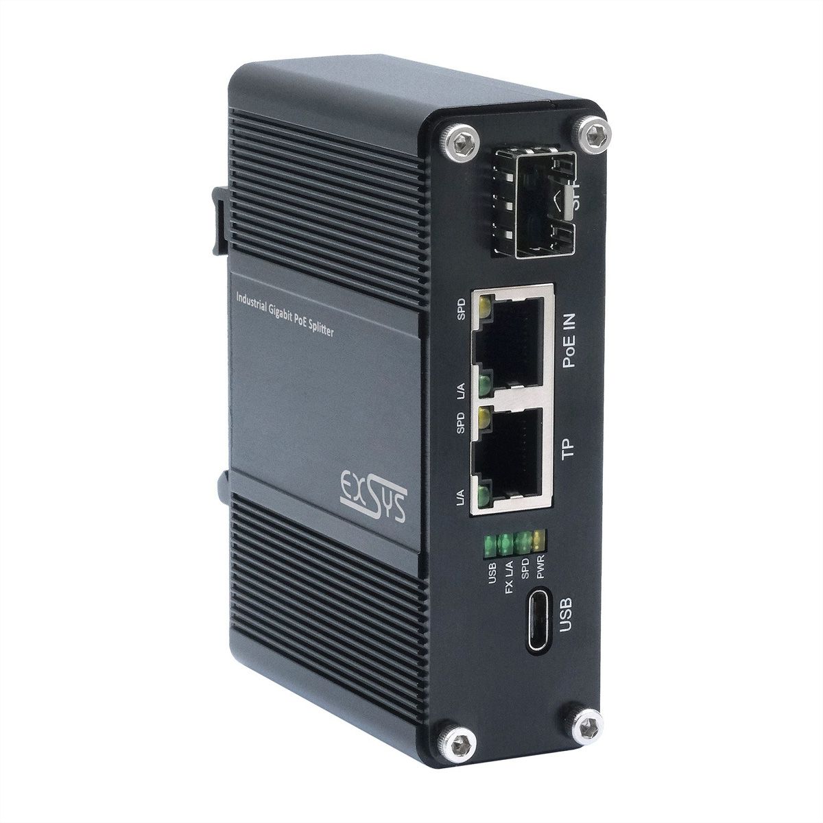 EXSYS EX-60328 Splitter Gigabit PoE++ USB-C PD 60 W, SFP, adaptateur réseau