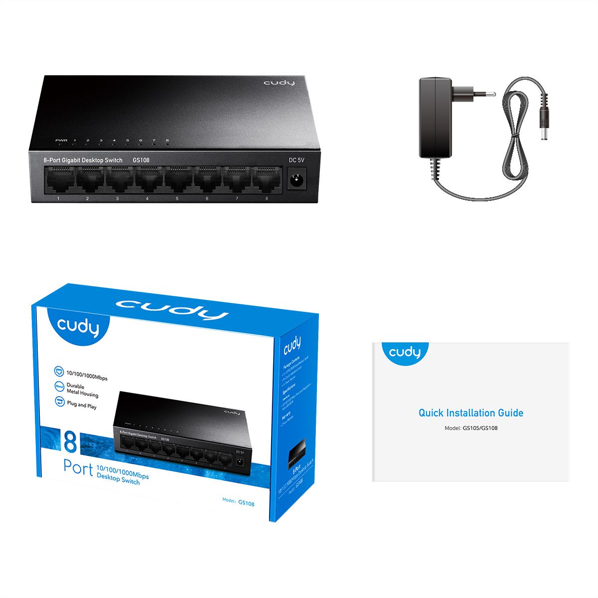 CUDY GS108 Switch 8 ports Gigabit métal