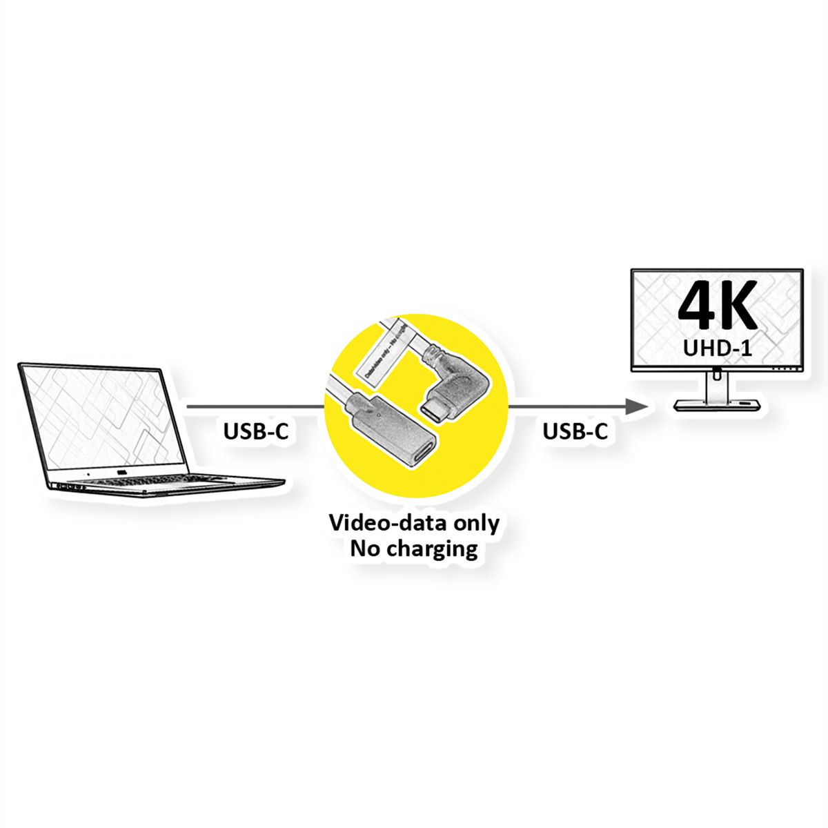 ROLINE Câble d'extension vidéo USB typeC (DP Alt Mode), C-C, M/F, noir, 2 m