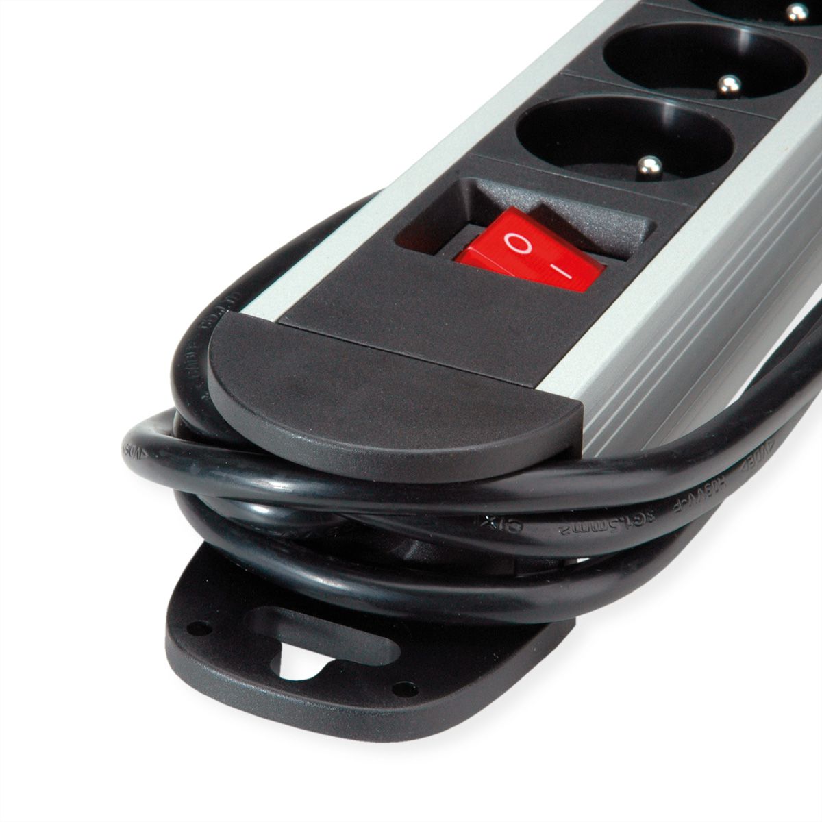 ROLINE Prise multiple, 6 ports avec interrupteur, boîtier aluminium, version UTE, noir / argent, 3 m