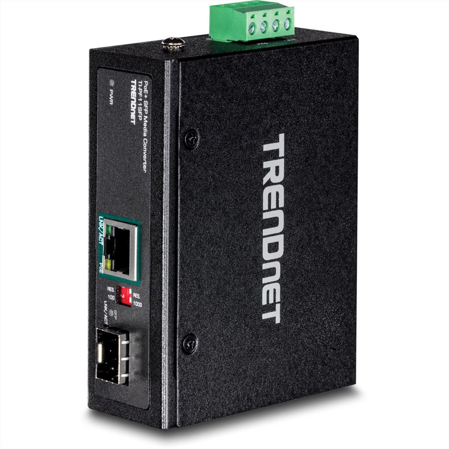 TRENDnet TI-PF11SFP Convertisseur de média PoE+ SFP vers Gigabit industriel