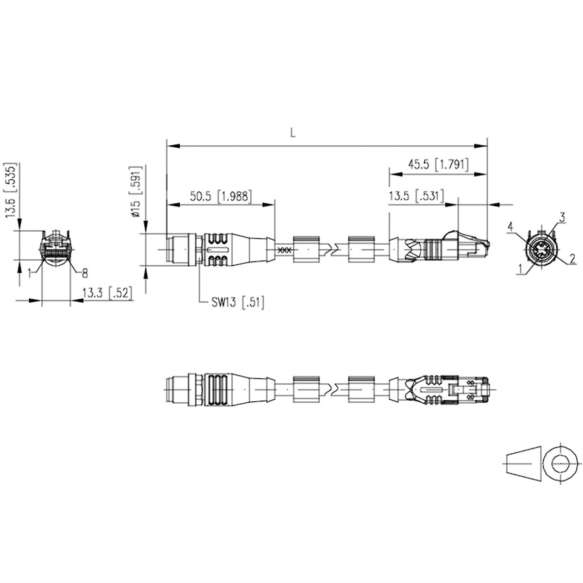 METZ CONNECT Câble Ethernet industriel M12-RJ45, codage D, 2 m