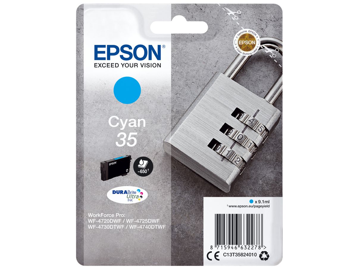 Epson Padlock Singlepack Cyan 35 DURABrite Ultra Ink