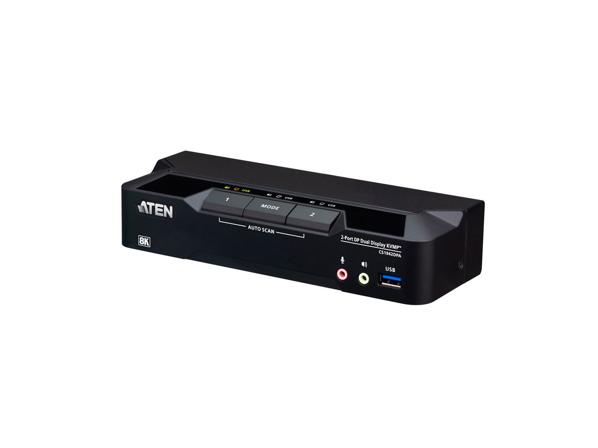 ATEN CS1942DPA Commutateur KVMP 2 ports USB 3.0 8K DisplayPort, double écran
