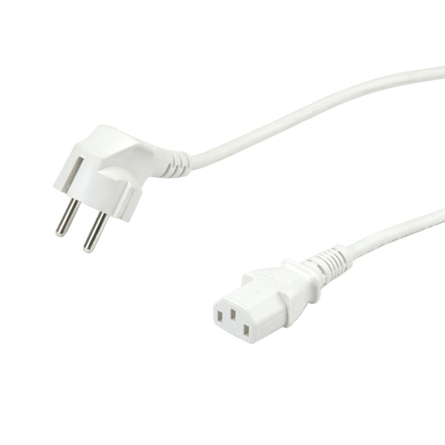 VALUE Câble d'alimentation 2P+T coudé - C13, blanc, 1,8 m