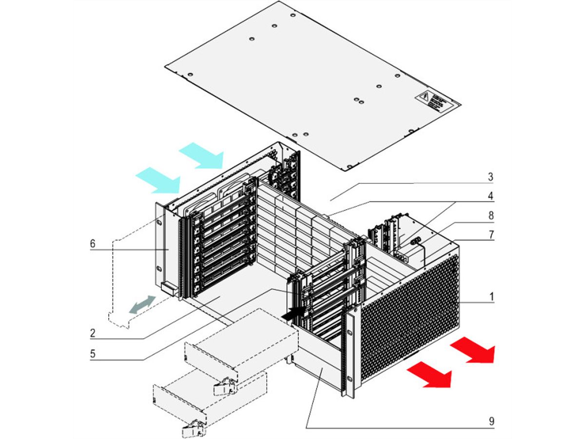 Système CPCI SCHROFF, pour PSU enfichable, horizontal, 4 U, 8 slots
