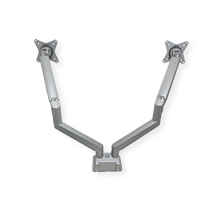 ROLINE Support double LCD, fixation sur bureau, vérin à gaz, 5 articulations, 17-23", jusqu'à 2x 9 kg, argent