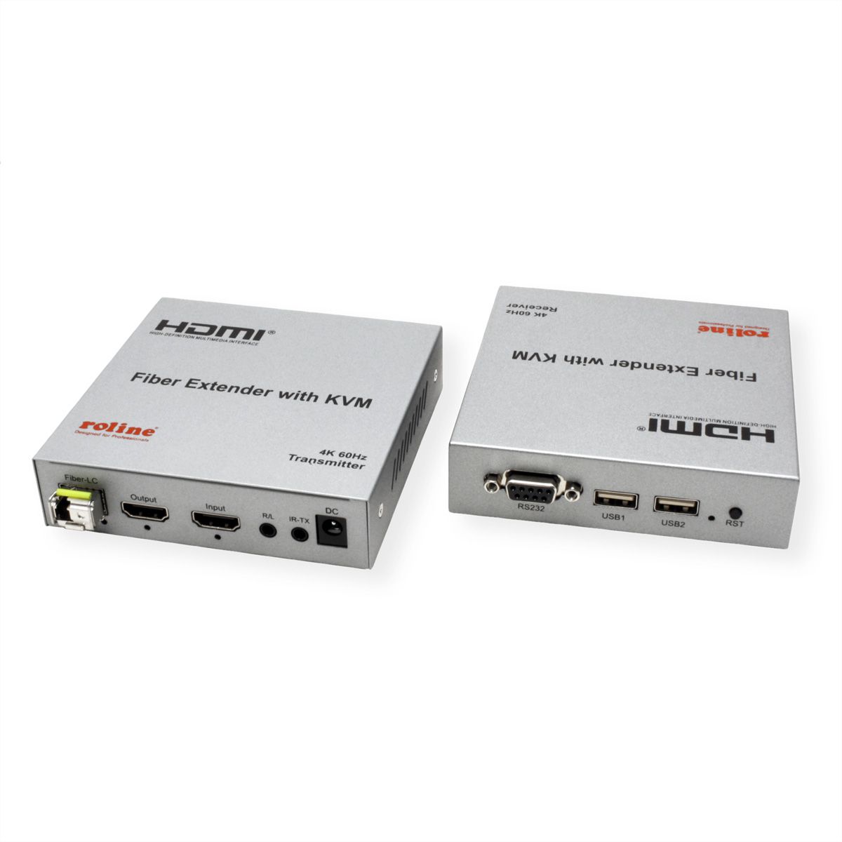 ROLINE Rallonge KVM via fibre optique, HDMI 4K, USB, 20 km