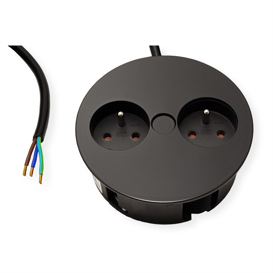 BACHMANN TWIST Prise 2x UTE, noir, 2 m