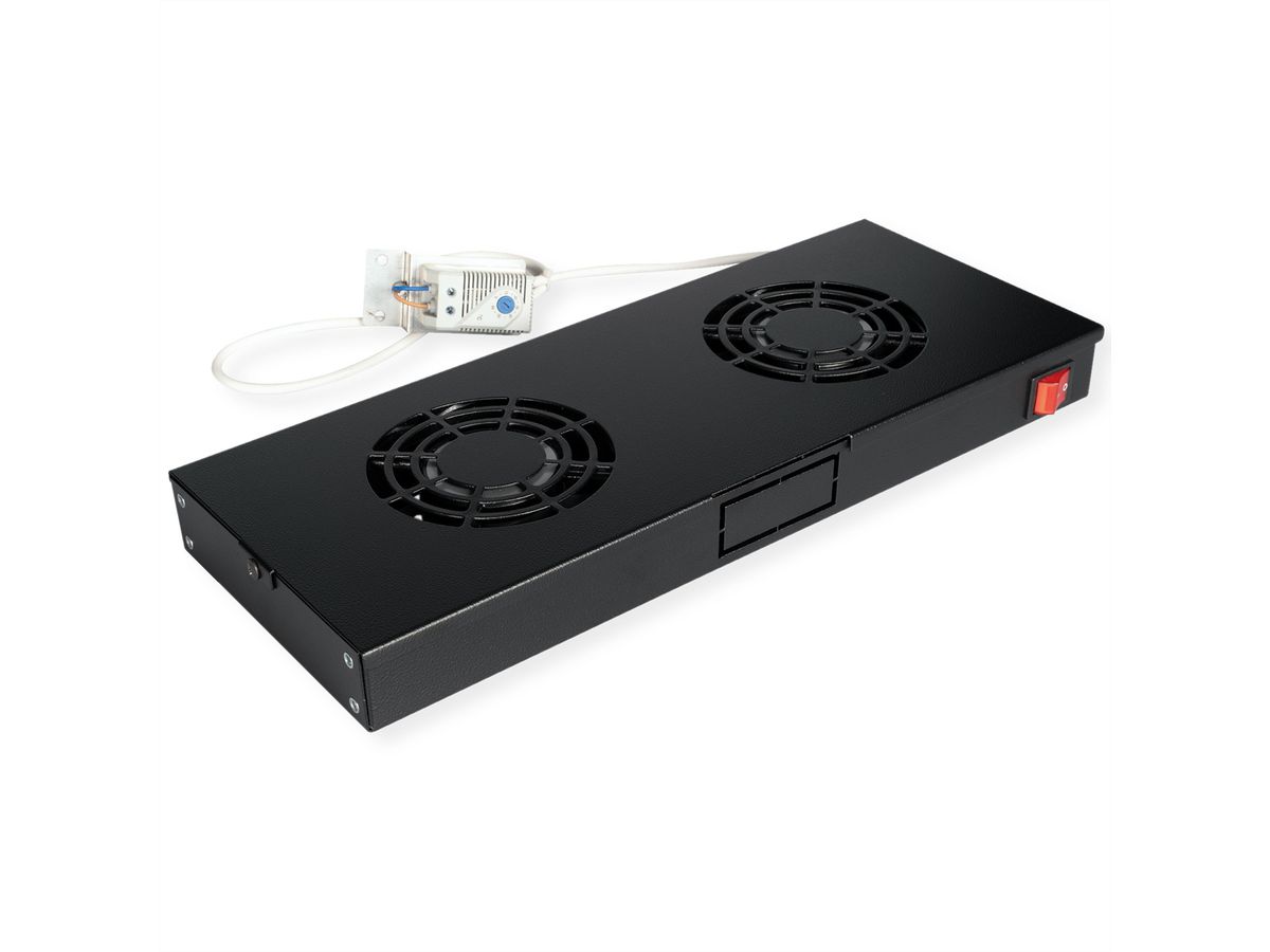 ROLINE 19" Unité de ventilation, 2 ventilateurs, thermostat, noire