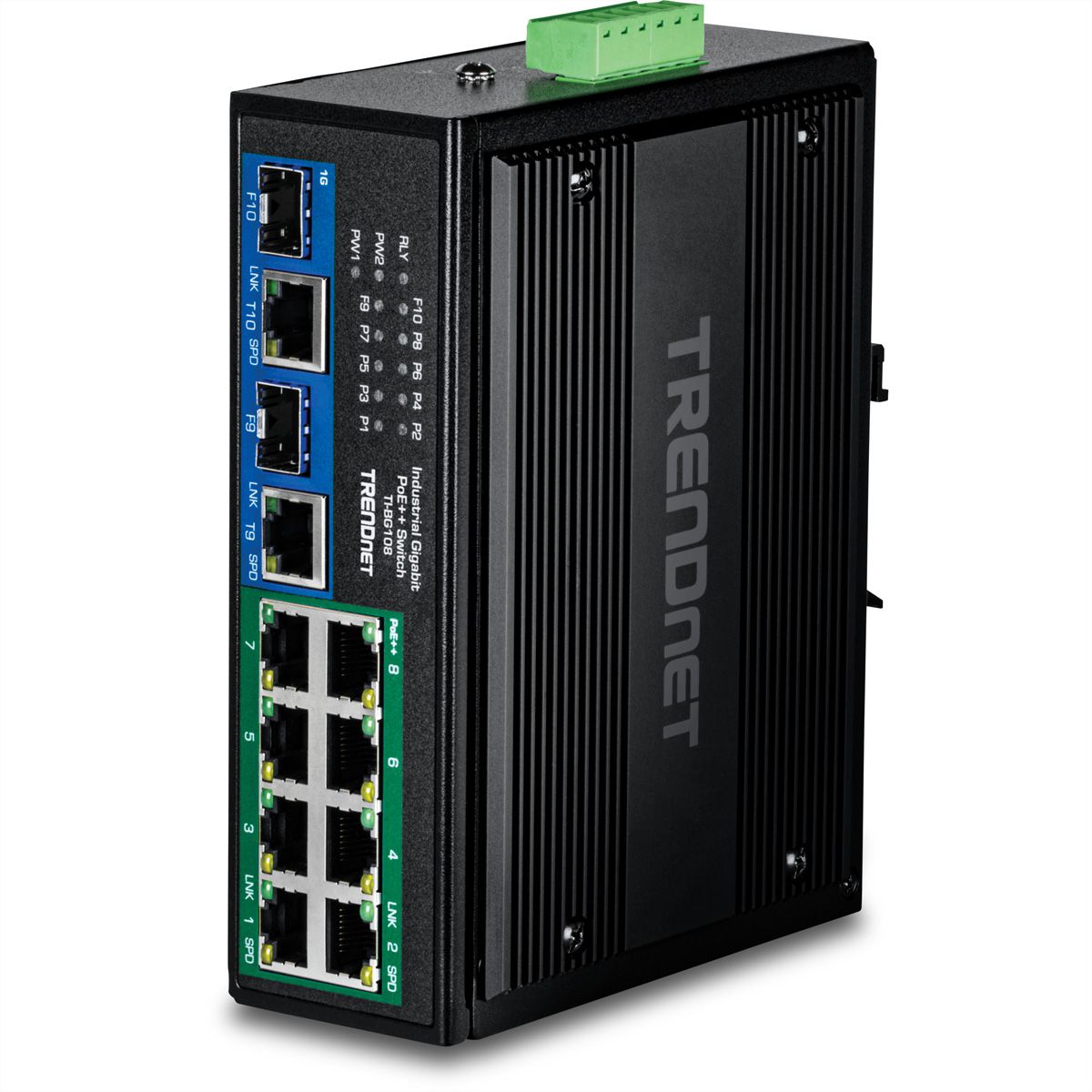TRENDnet TI-BG108 Switch Rail DIN PoE++ 400W Gigabit industriel à 10 ports