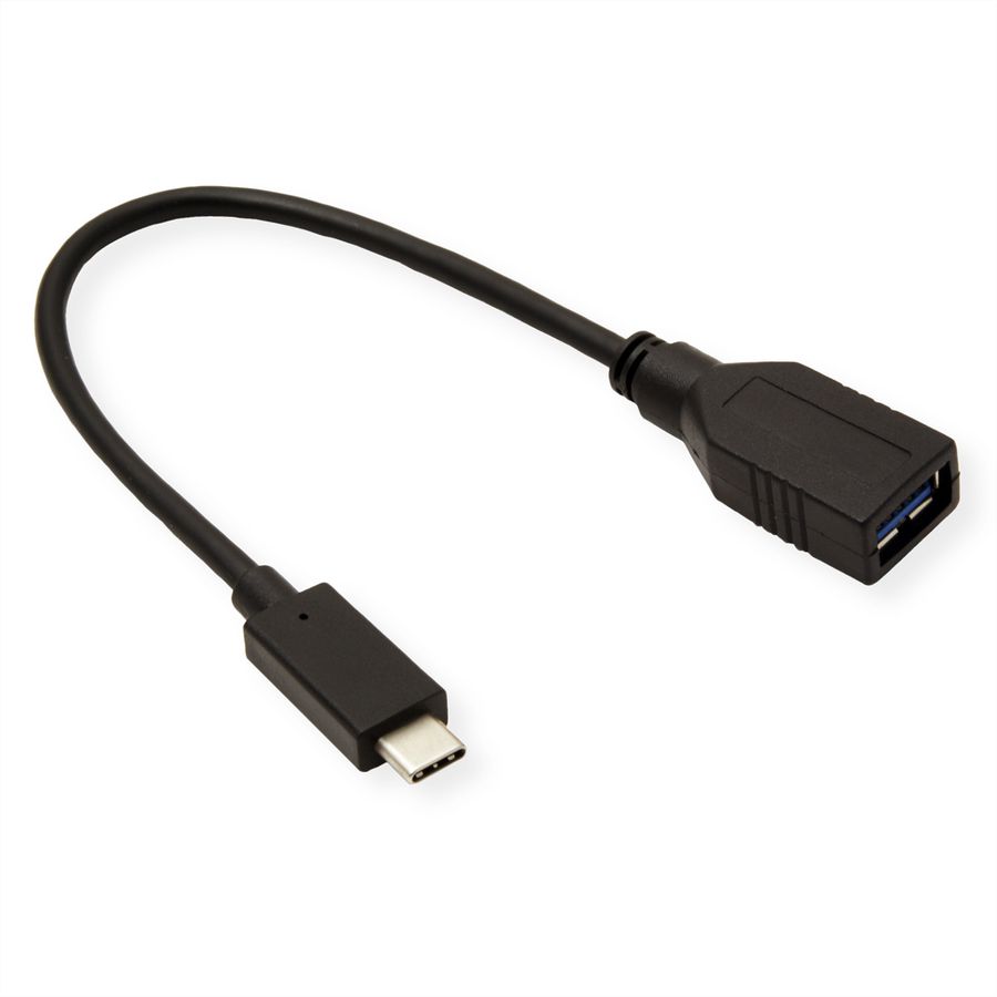 ROLINE Câble USB 3.2 Gen 1, type C - A, M/F, OTG, noir, 0,15 m