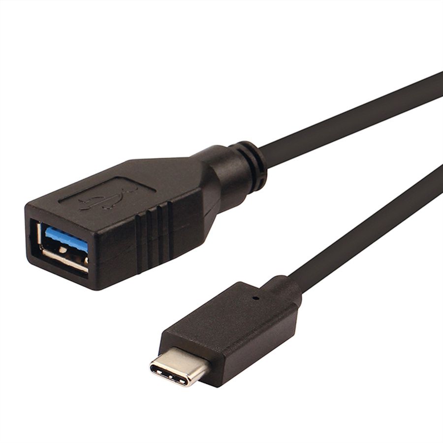 ROLINE Câble USB 3.2 Gen 1, type C - A, M/F, OTG, noir, 0,15 m