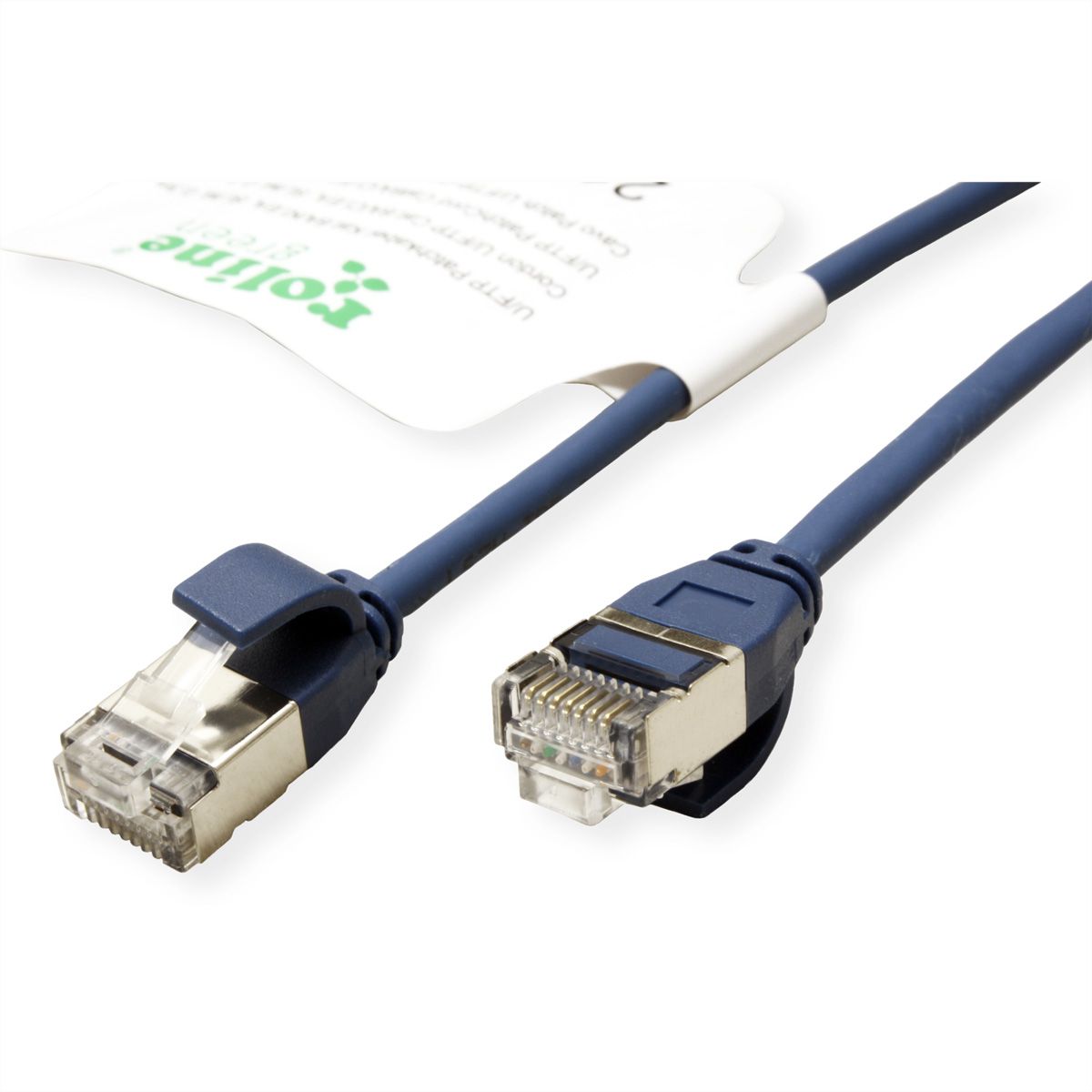 ROLINE GREEN Cordon DataCenter U/FTP Cat.6A (Classe EA), LSOH, slim, bleu, 0,3 m