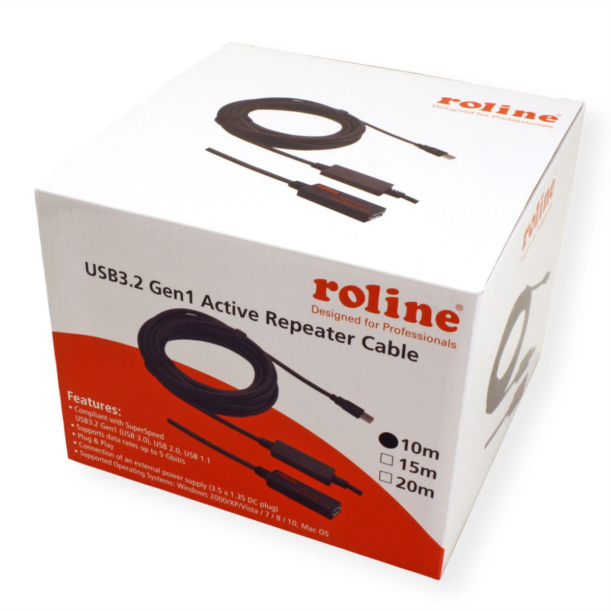 ROLINE Câble prolongateur USB 3.2 Gen 1 actif, noir, 10 m