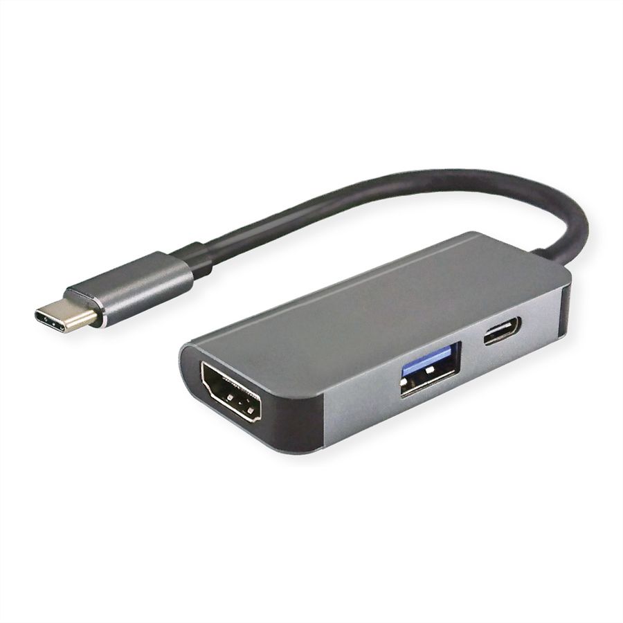 VALUE Adaptateur USB-C - HDMI, USB 3.2 Gen 1 A + Type C (Power Delivery)