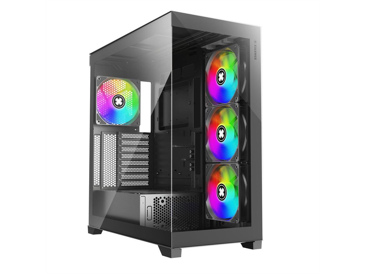 XILENCE Xilent Gleam X818.ARGB Gaming ATX PC noir, Tour RGB ATX Midi