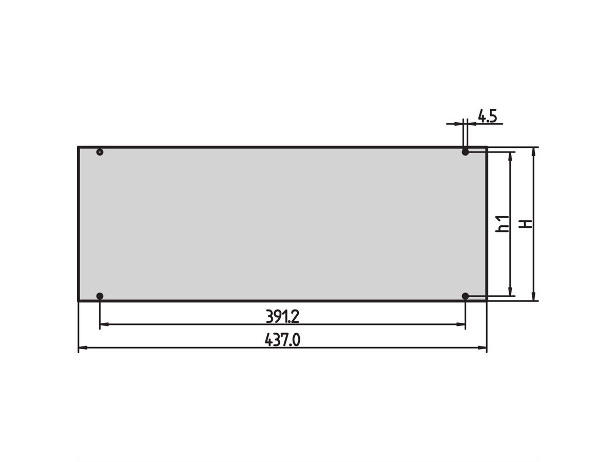 SCHROFF Inpac Face avant, 2 U, 2,5 mm, Al, anodisé, bords non traités