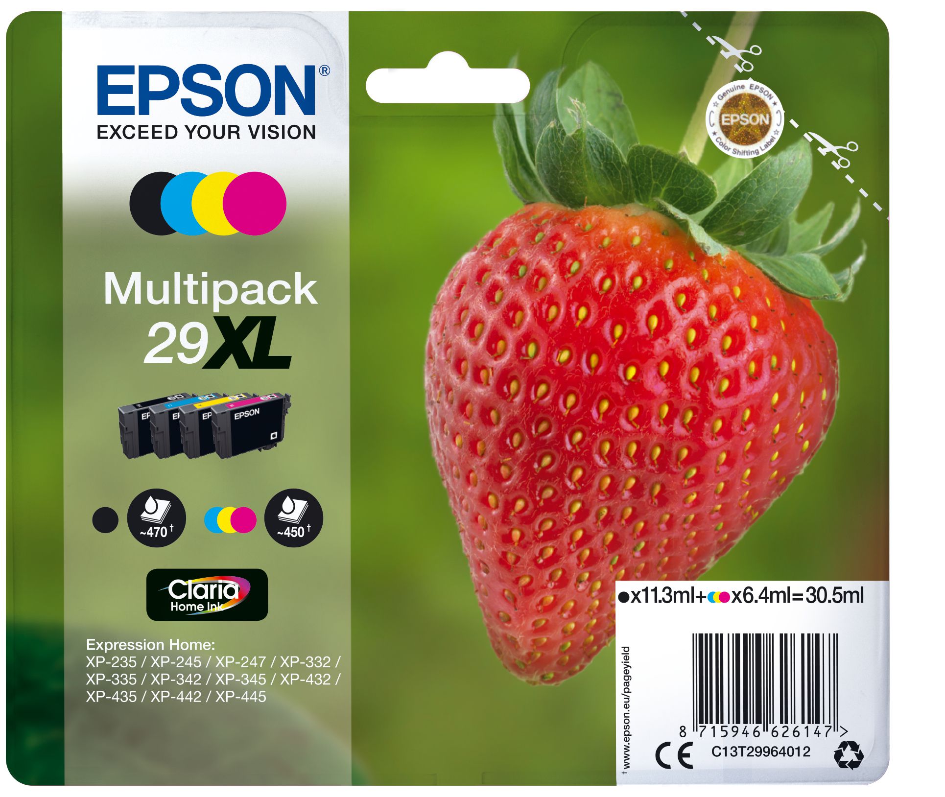 Epson Multipack "Fraise" - Encre Claria Home N,C,M,J (XL)